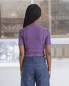 BASERANGE ruffled ribbed cotton T-shirt, Portugal BAS-TTOM3-CR-AU25-VENET PURPLE (TTO3-RB-000)